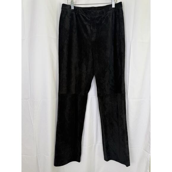 Nine West Pants - Nine West 100% Suede Leather Pants Size 10 Vintage Black High Waist Straight